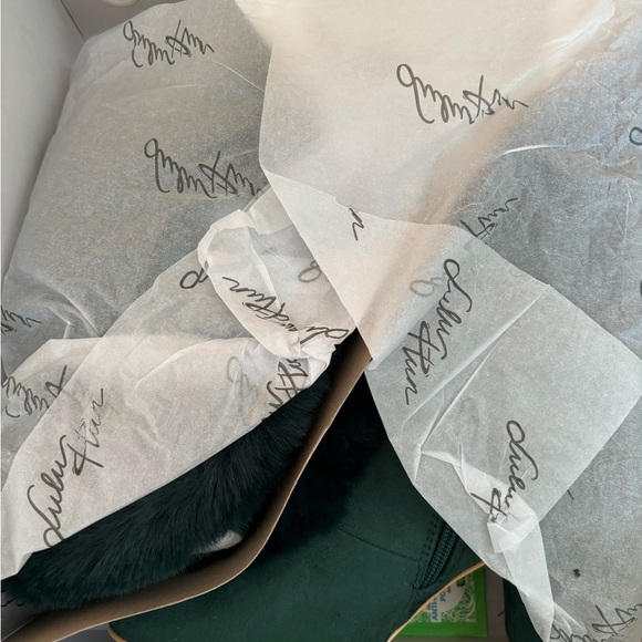 Forest Green Lulu Hun Collectif Tatiana Fur Trimmed Ankle Boot Booties Retro 37 - Picture 6 of 7